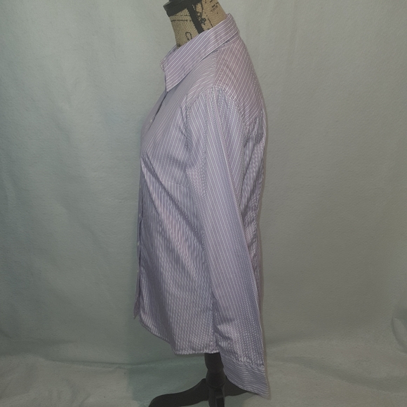 J Crew Women's Classic Cotton Long Sleeve Pinstripe Casual Shirt Violet Purple M - Picture 4 of 9